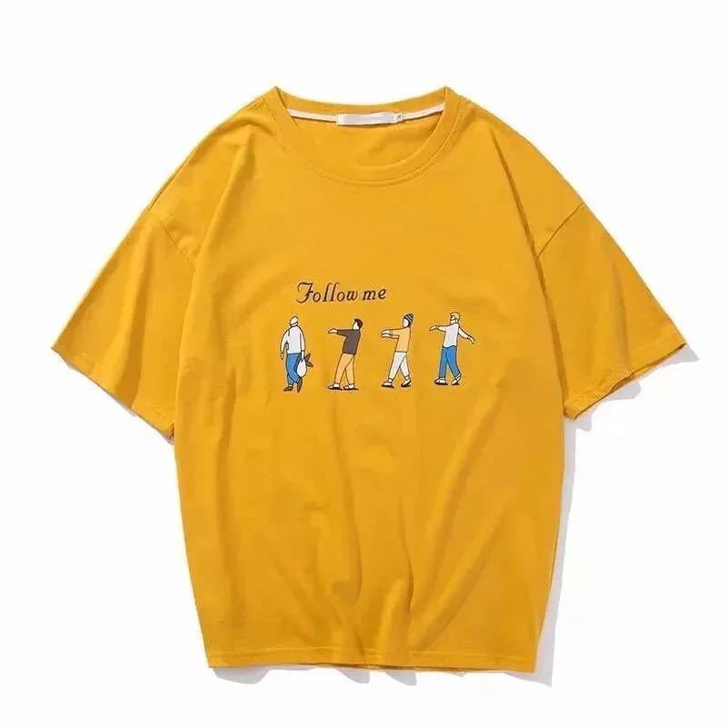 ビッグシルエット プリント Tシャツ シャツ 半袖 オーバーサイズ カットソー メンズ レディース 丸首 デザイン 人気 黄色 イエロー L_画像8