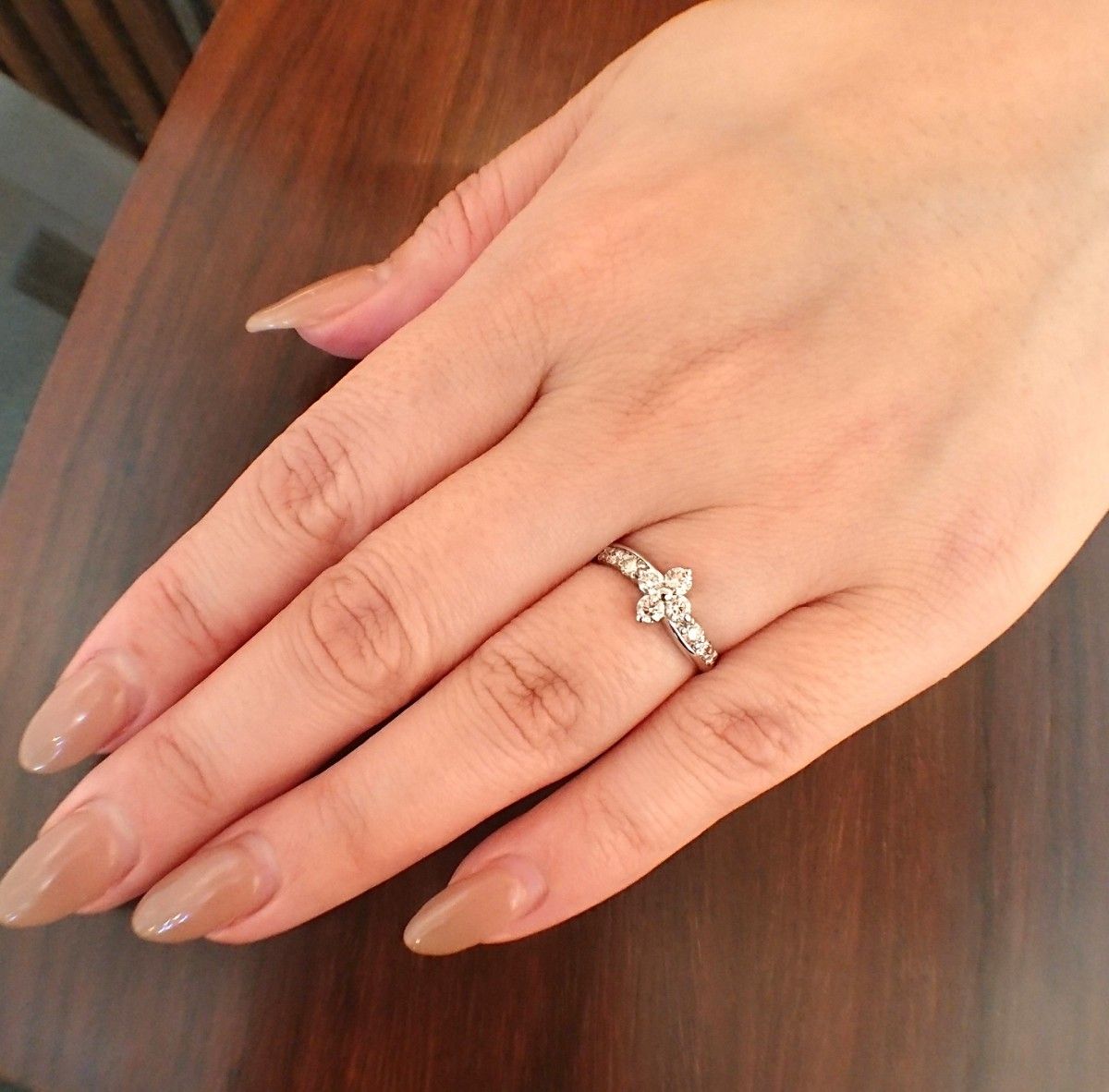 ほんのりブラウン✨ダイヤモンド 0.5ct リング プラチナ ダイヤ 新品