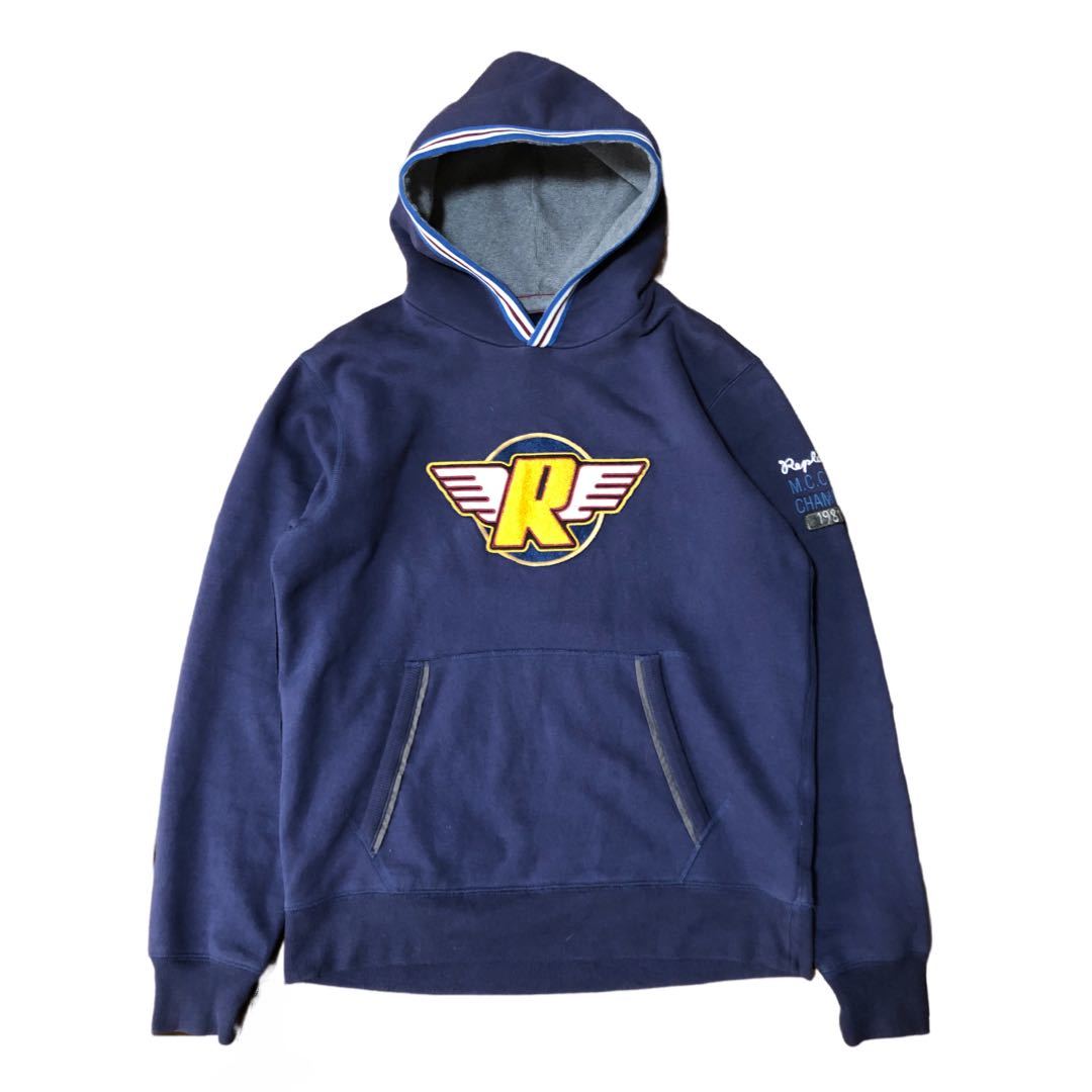 人気満点 REPLAY PULL OVER HOODIE Navy XLプルオーバー パーカー