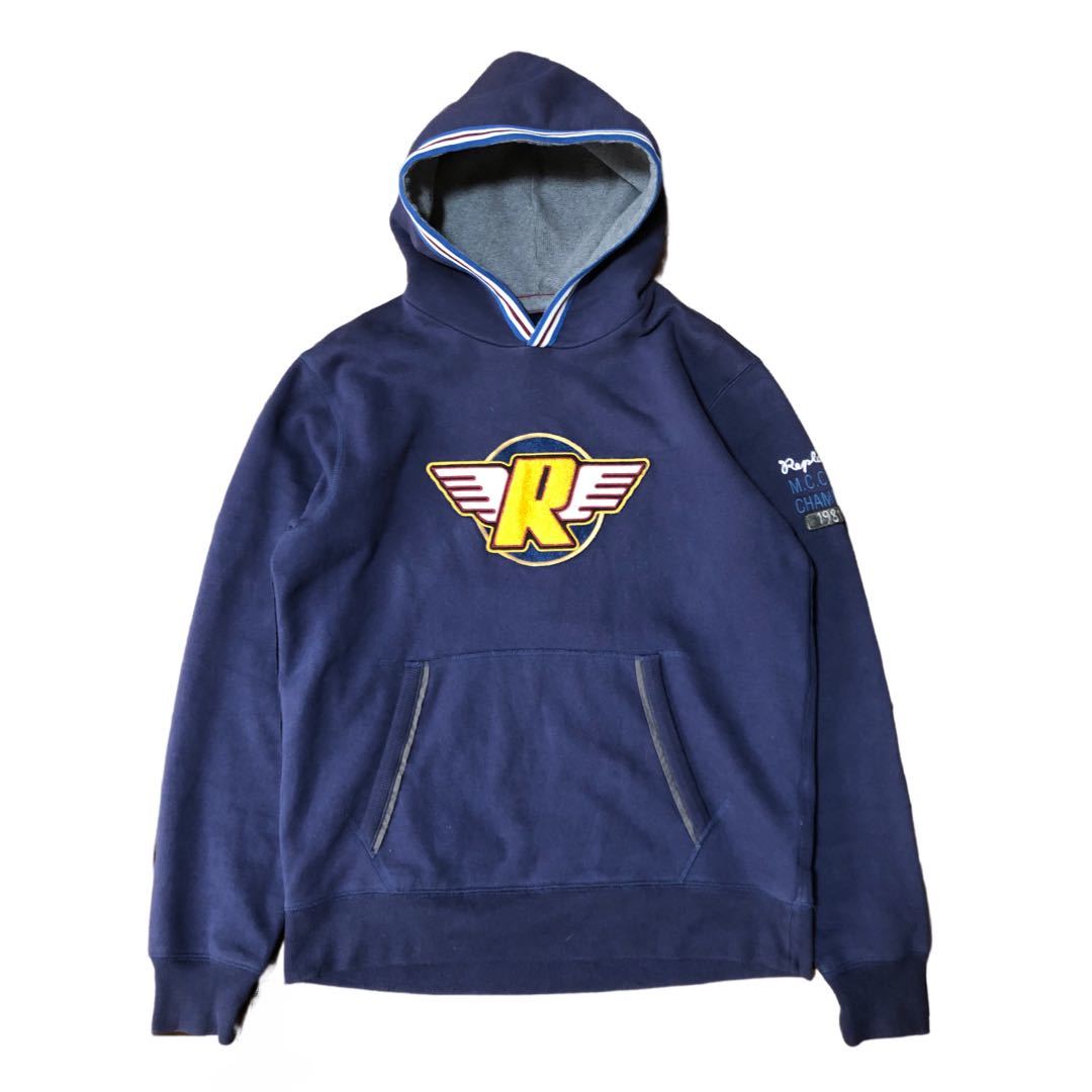 REPLAY PULL OVER HOODIE Navy XLプルオーバー パーカー フーディ ネイビー 紺 90s 00s リプレイ_画像1