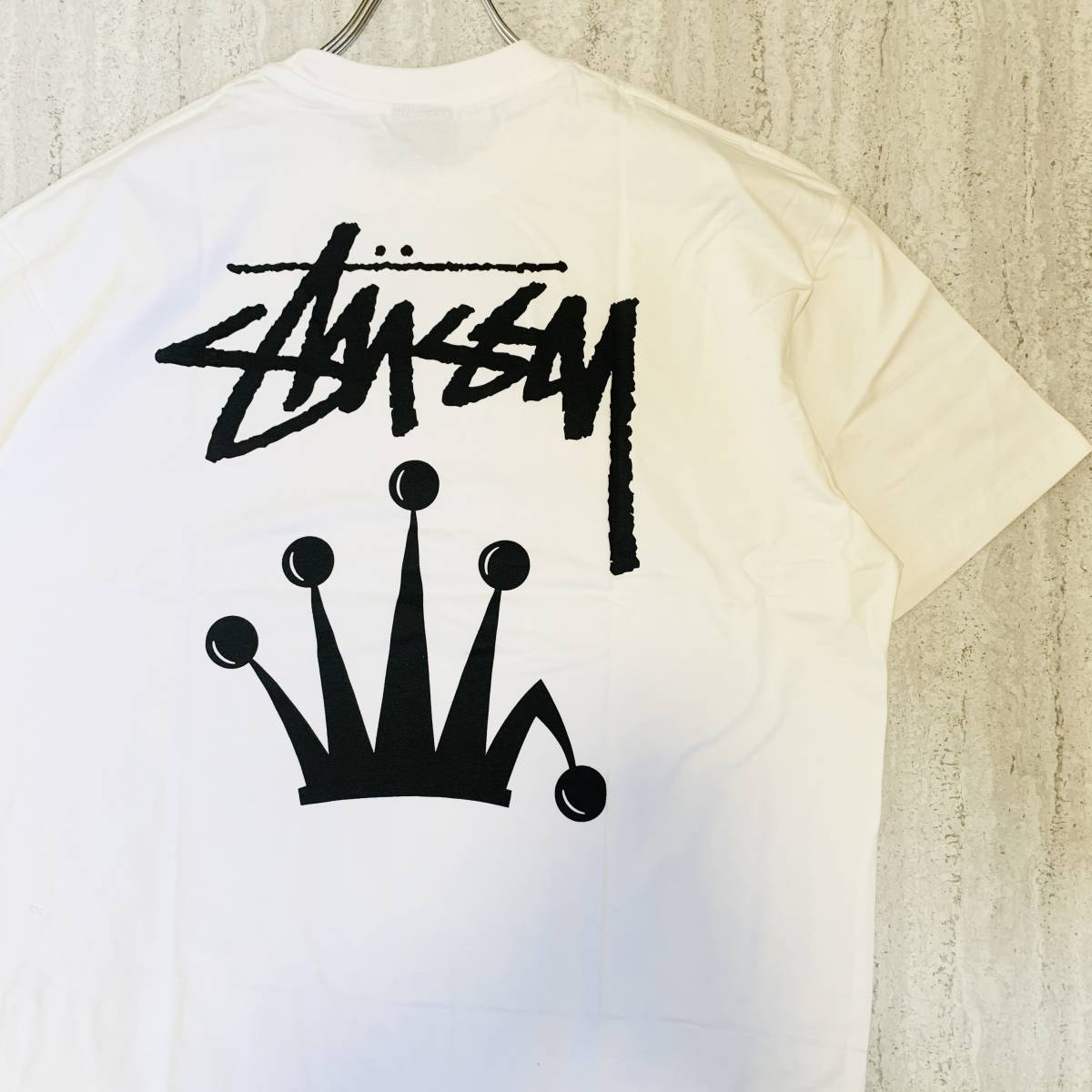海外限定 ステューシー Stussy トレーナー ホワイト 王冠 クラウン L