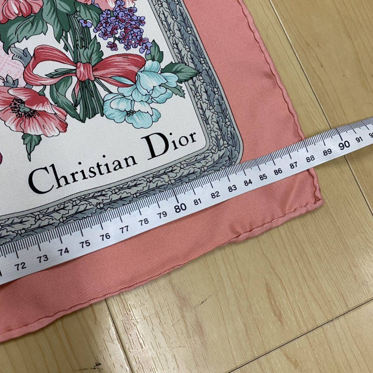 Christian Dior　クリスチャンディオール　スカーフ　ピンク　花柄　no.3_画像4