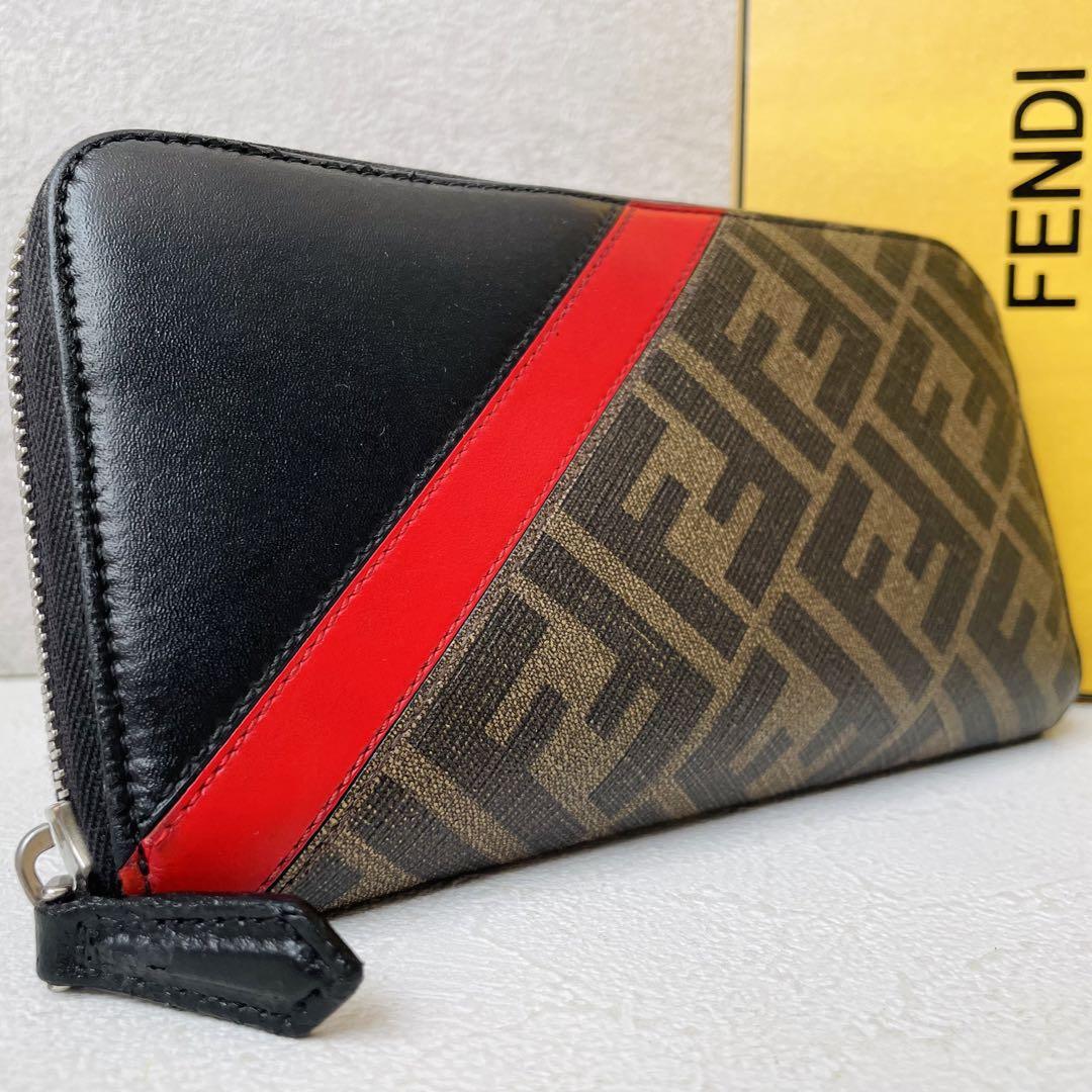 美品✨ FENDI ジップアラウンド 長財布 FF ズッカ PVC ファスナー-