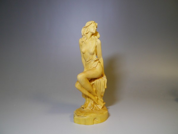 3.10-7 特大サイズ 高級木材彫刻 裸少女像 全高170mm 重さ168g 美人 木彫り オブジェ インテリア 置物 人形 裸婦 美女像  春画ヴィーナス