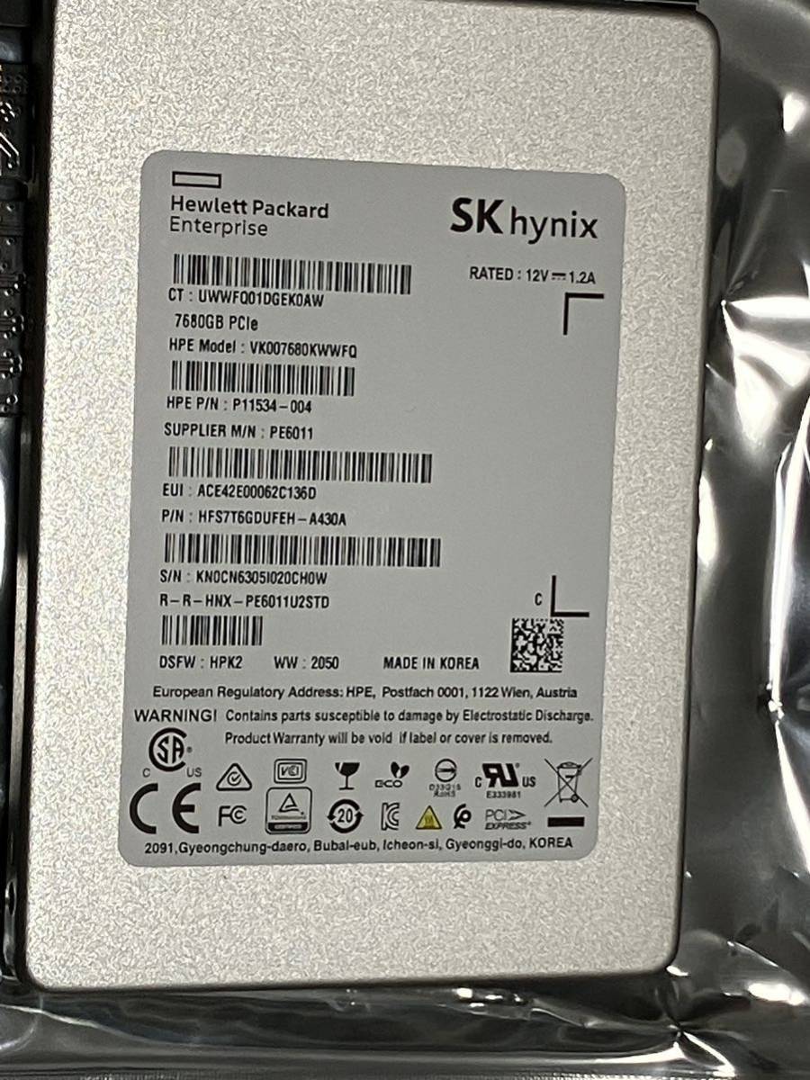 SK hynix 7.68TB NVMe SSD U.2 Gen3x4 PE6011 エンタープライズ SK hynix 7.68TB NVMe SSD U.2 Gen3x4 PE6011 エンタープライズ