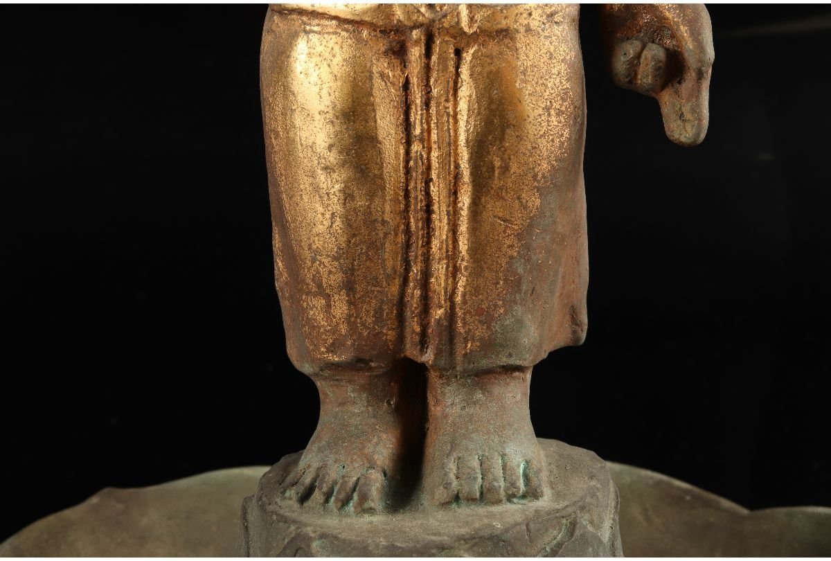 URA]仏教美術 銅製誕生釈迦仏立像 約8kg 4-4-141(検)骨董 誕生仏 仏像 