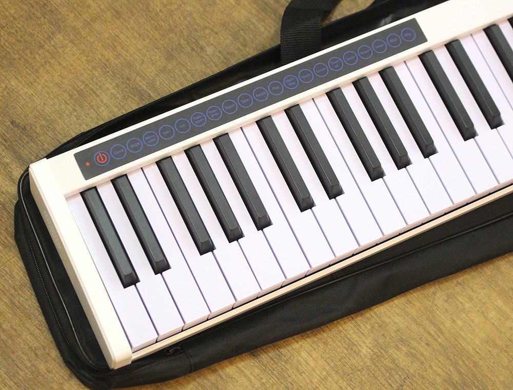 Ratouy ポータブルキーボード 61キー 128トーン デジタルピアノキーボード USB電源 スピーカー内臓 ホワイト 鍵盤楽器 ケース付き 2008467