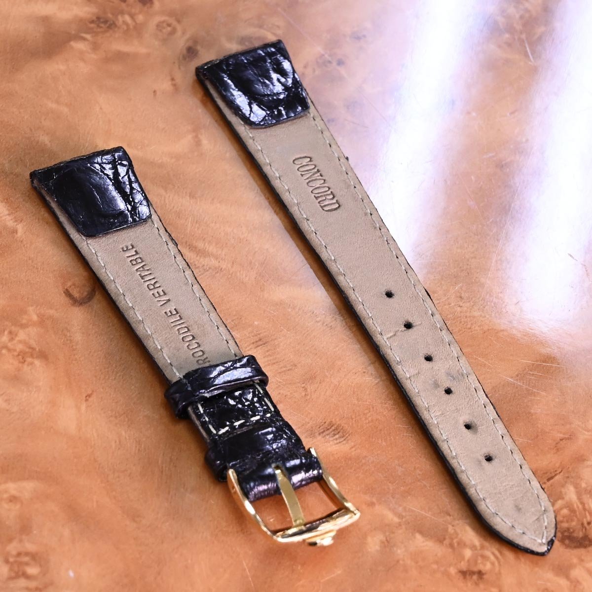 本物 極上品 コンコルド 純正品 クロコダイルレザーベルト ブラック
