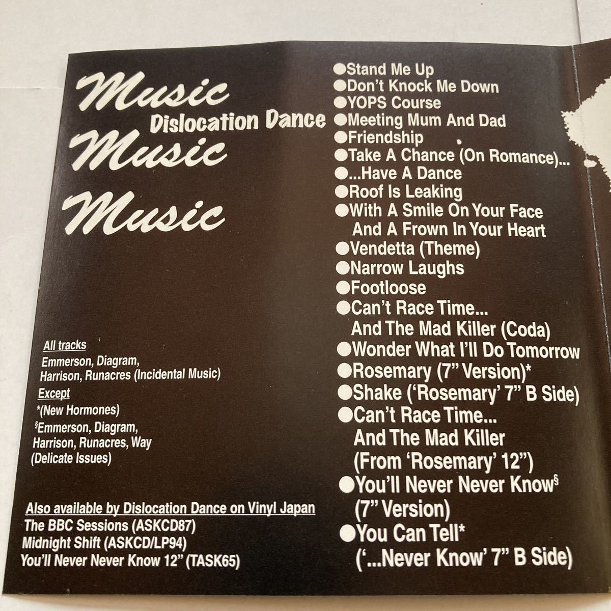 ネオアコディスクガイド掲載CD Dislocation Dance Music Music Music +5 You'll Never Know 収録 Vinyl Japanディスロケーションダンス_画像7