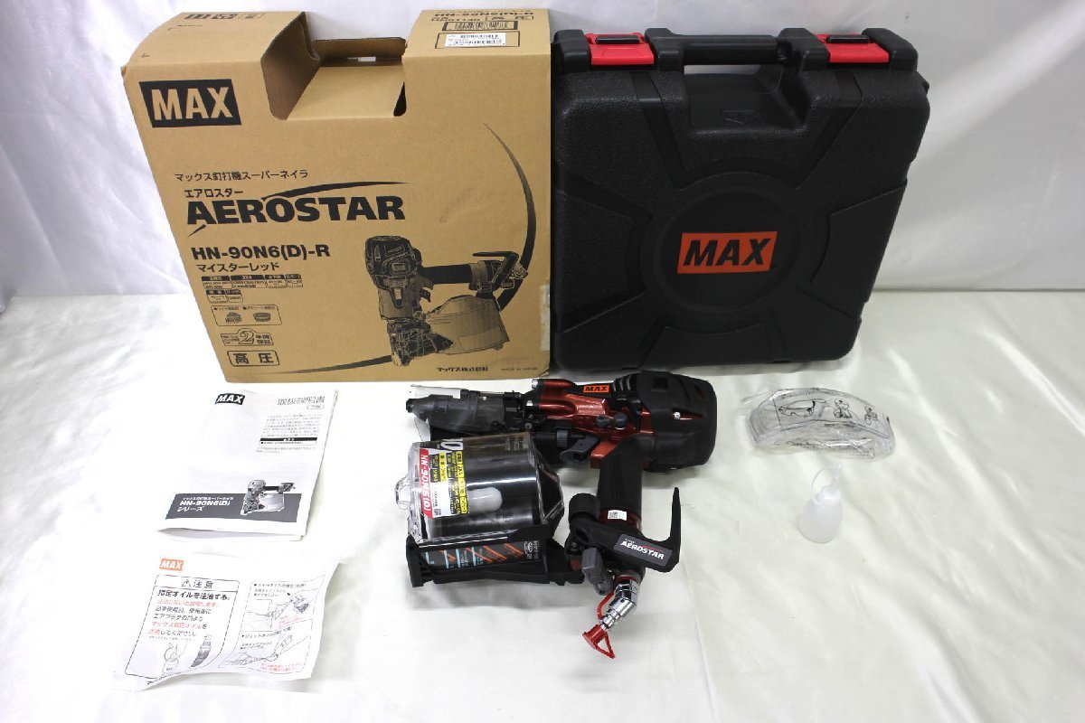未使用品>MAX 高圧コイルネイラ HN-90N6(D)-R マイスターレッド