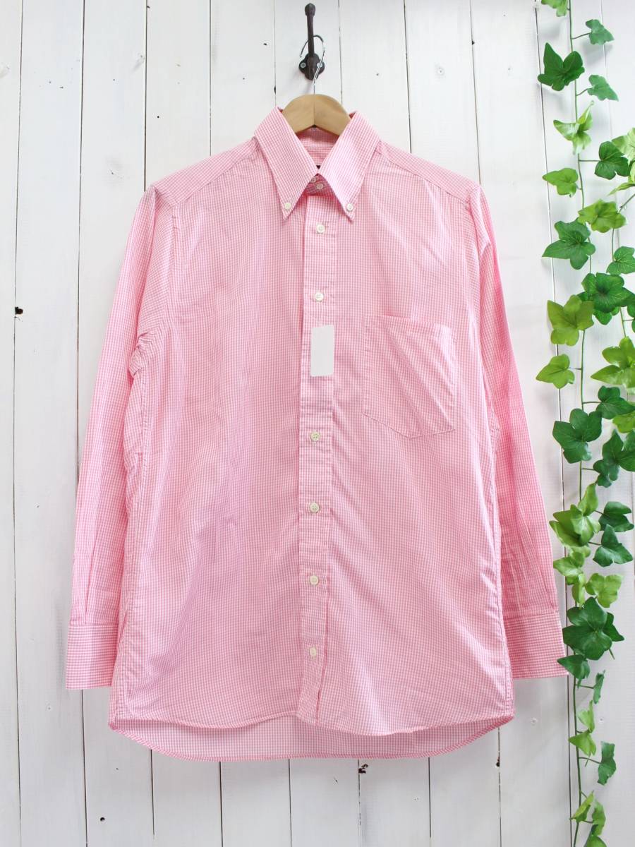 定価18,900円 新品*ギットマンGITMAN*長袖ギンガムチェックシャツ(M)ピンク×ホワイト_画像1