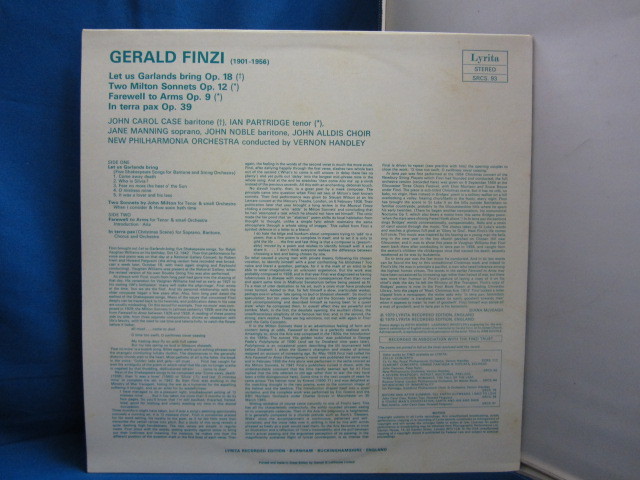 管1442【輸入盤 未視聴レコード】GERALD FINZI ジェラルドフィンジ SRCS.93_画像3