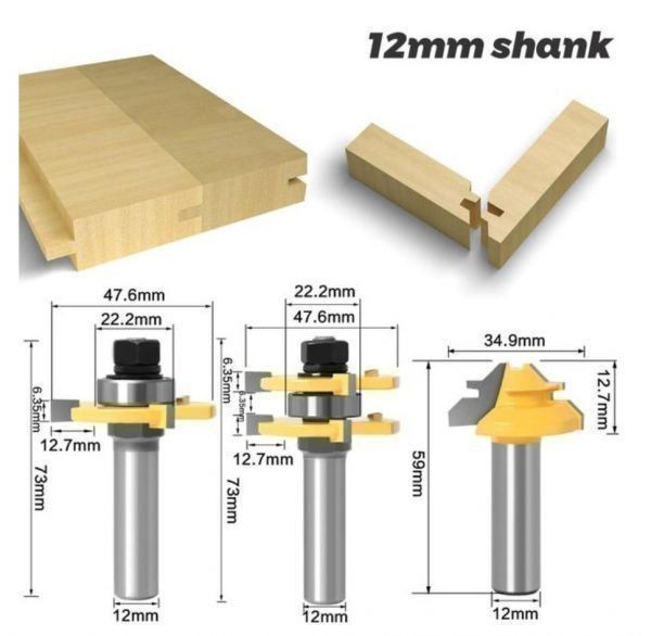 Mz330★お得な3本セット★Tスロットタイプの12ｍｍシャンク木工用ルータービット 3本★フライスカッター★セット販売★木工ツール_画像1