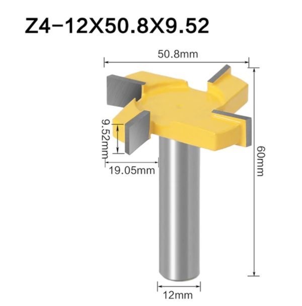 Mz578★プロ愛用★12mmシャンクルータービット1本★切断エッジ長さ12×50.8×9.52mm★木材の溝入加工★Tスロットタイプ★フライスカッター_画像1