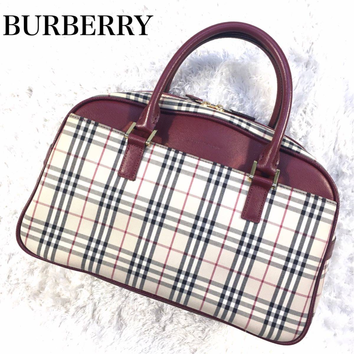 BURBERRY Burberry Boston bag nylon canvas leather leather handle Dolce k metal fittings Gold 