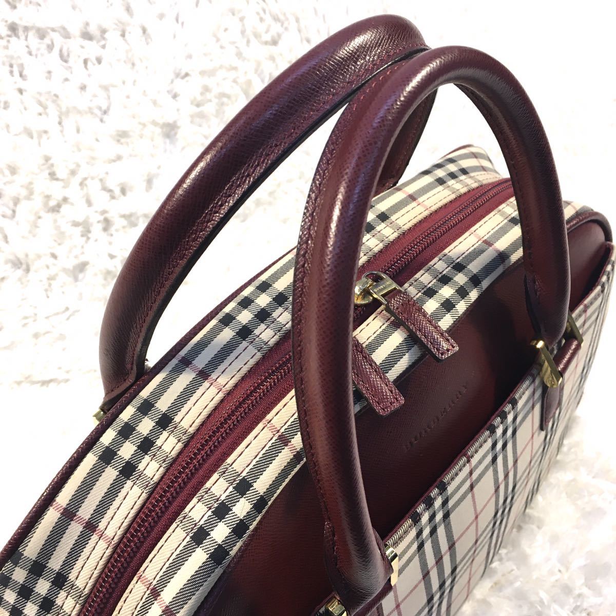 BURBERRY Burberry Boston bag nylon canvas leather leather handle Dolce k metal fittings Gold 