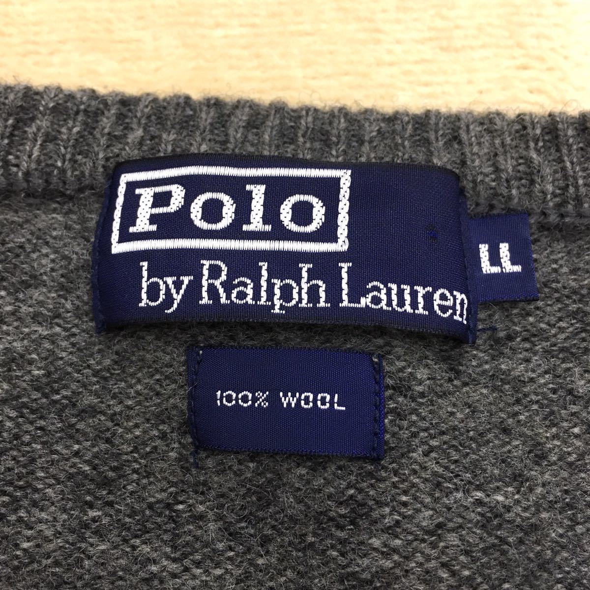 PoLo by Ralph Lauren ポロ バイ ラルフローレン ニットセーター丸首 プルオーバー ポニー刺繍ロゴ ワンポイント ウール メンズLL