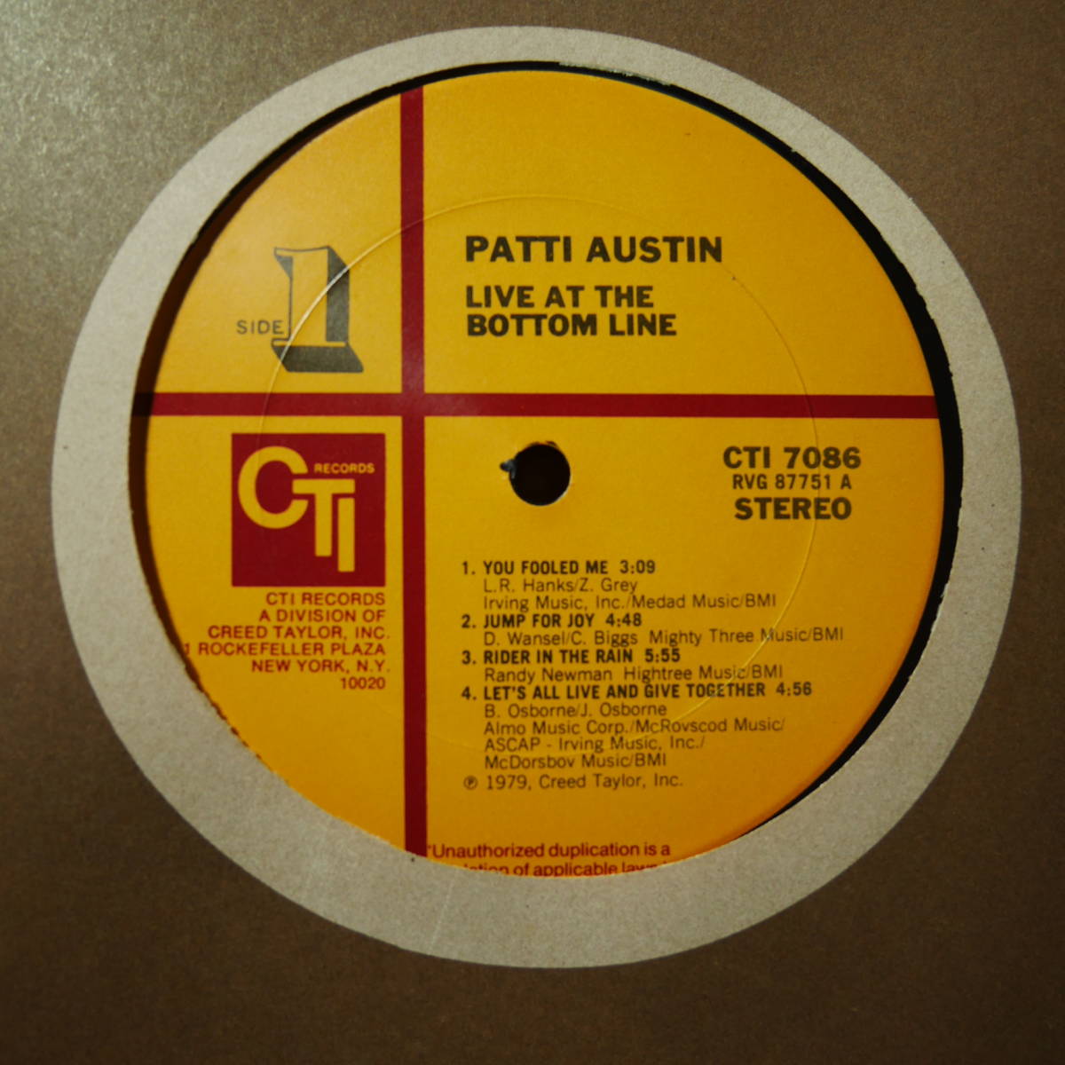 アナログ ● PATTI AUSTIN /LIVE AT THE BOTTOM LINE ～ CTI (US) 7086 STEREO_画像4