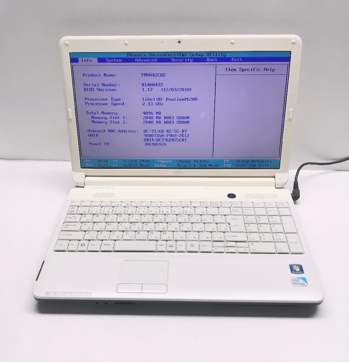 NT: 富士通 AH42/C Pentium P6200　2.13GHz/4GB / 無線 ノート_画像1