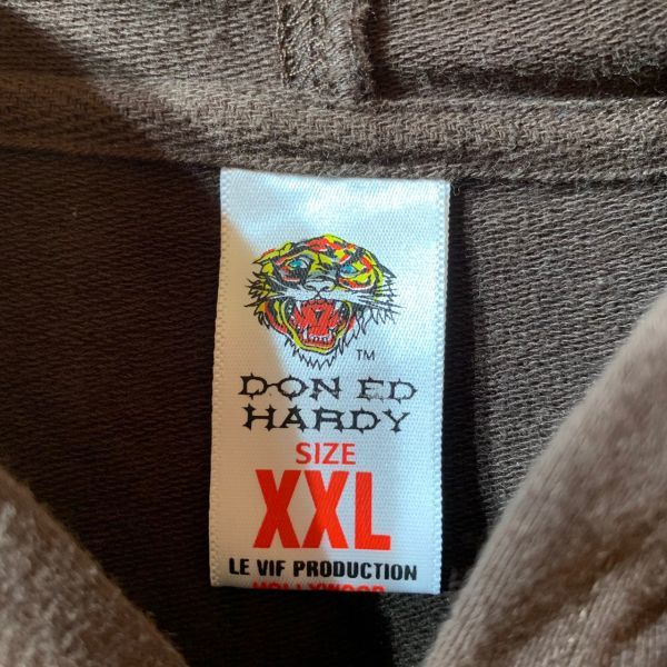 [KWT3643] DON EDHARDY フード付きジップパーカー レディース ブラウン XXL 60_画像5