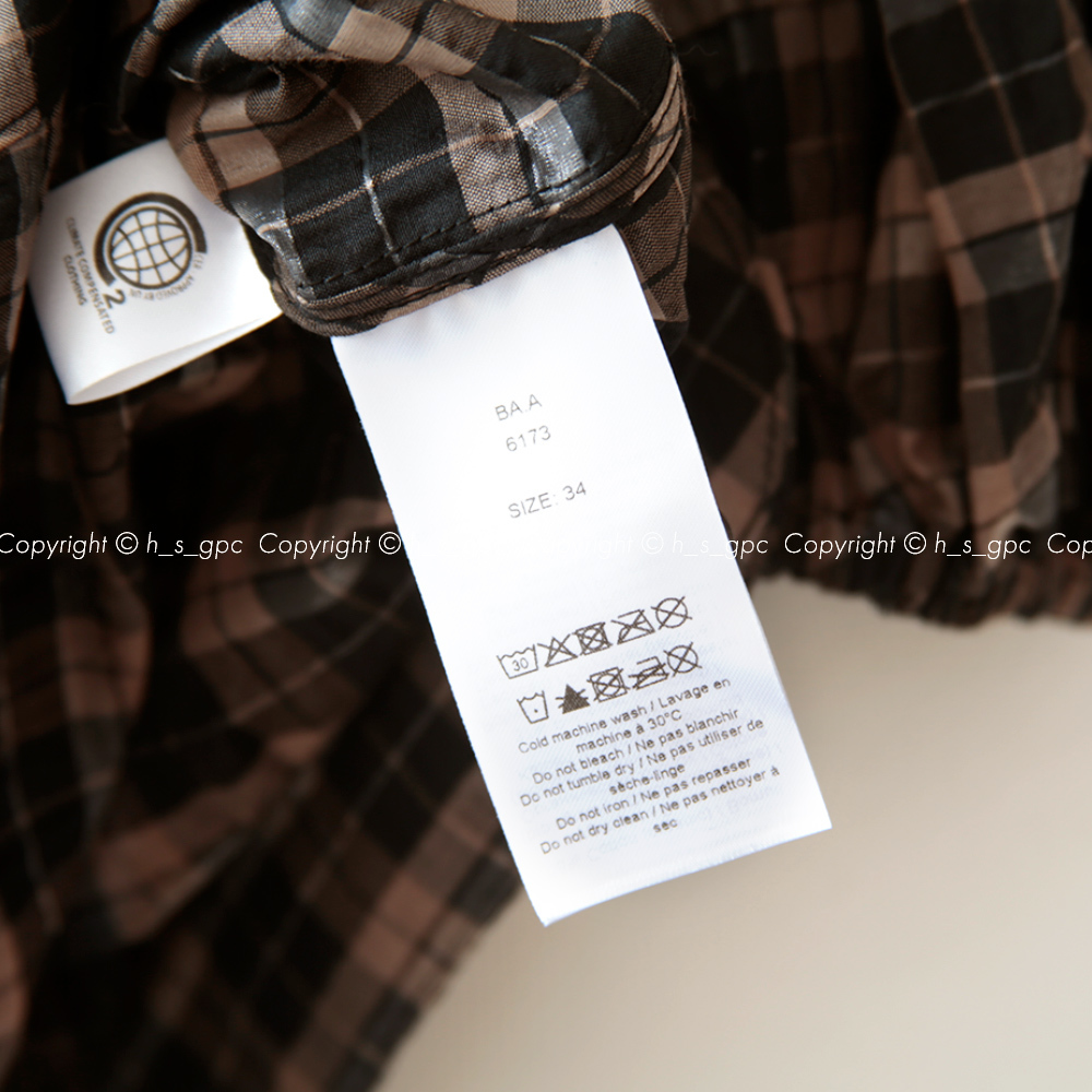 新品 GANNI フリル ビッグカラー チェック ブラウス シャツ