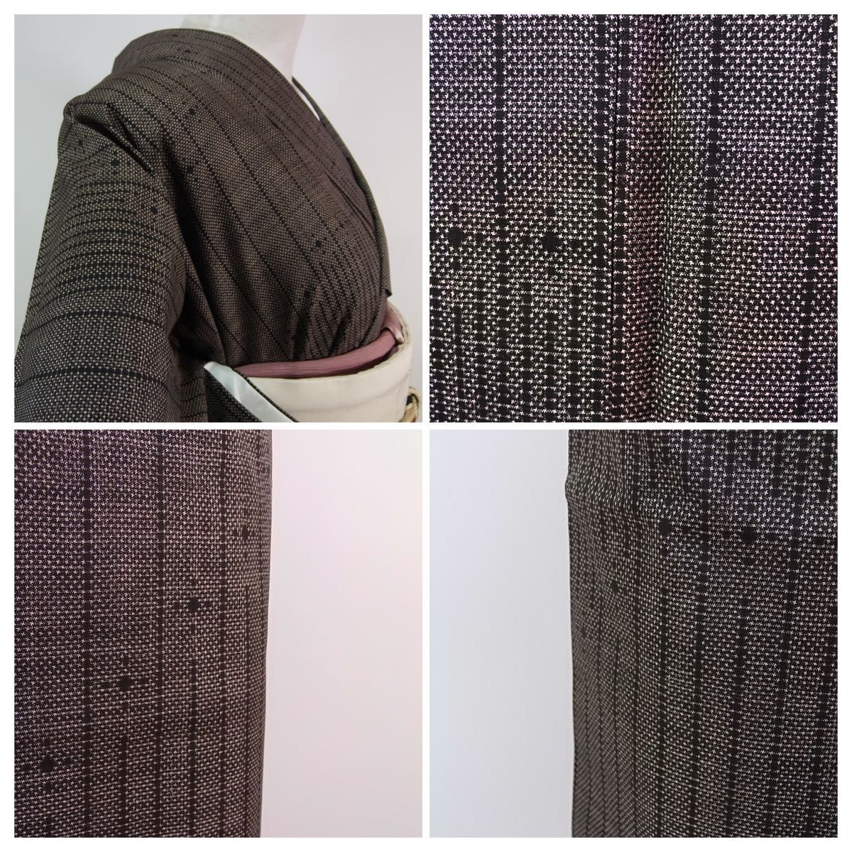 美品 大島紬 一元式 7マルキ 幾何学文様 焦茶色系 | noonanwaste.com