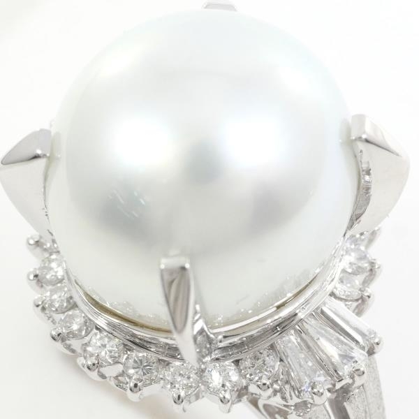 PT900 リング 指輪 12号 パール 約13mm ダイヤ 0.50 カード鑑別書 総重量約12.2g 中古 美品 送料無料☆0315 指輪 | budgethearses.com
