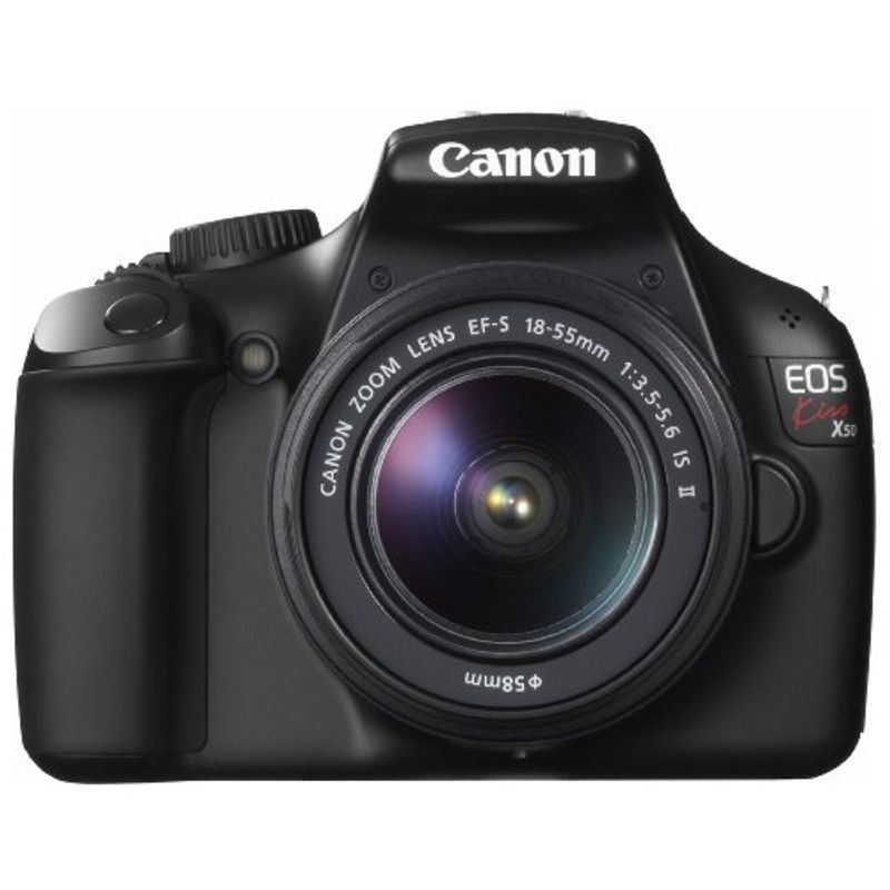 Canon デジタル一眼レフカメラ EOS Kiss X50 レンズキット EF-S18-55mm F3.5-5.6 IS II付属 ブラッ_画像1