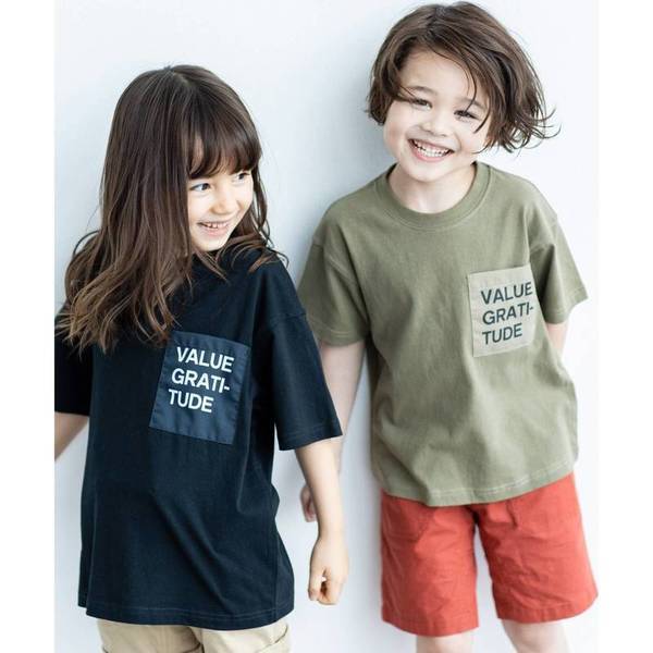 新品　THE SHOP TK(Kids)　布帛ポケットTシャツ　ブラック(019)　12(120cm)　定価1309 円