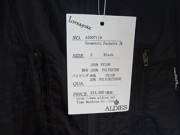 ★送料無料匿名発送★未使用タグ付き★ALDIES★アールディーズ★Geometric Packable Jacket ★ナイロンジャケット★定価23000円＋税_画像6