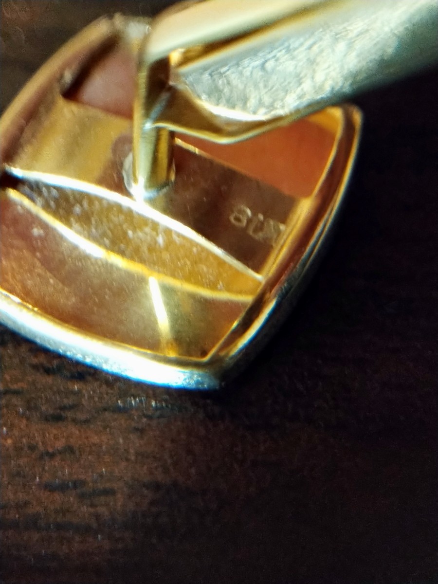 美品 K18 YG GOLD 18金 金無垢 イエローゴールド カフス カフス