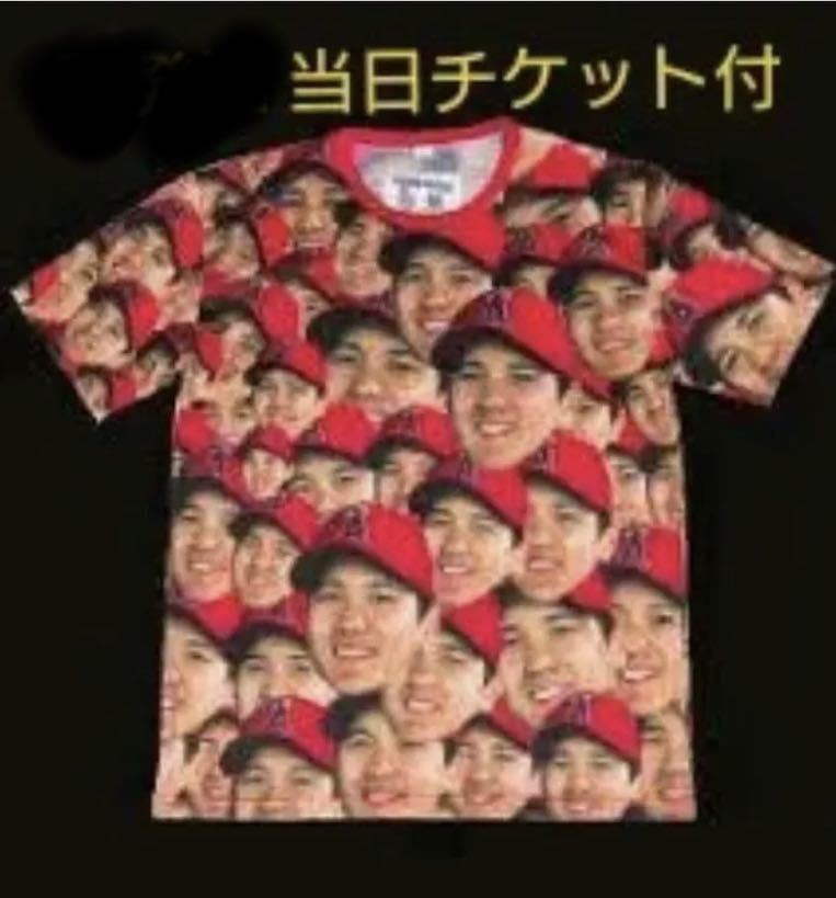 新品大谷翔平顔だらけTシャツチケット付正規品球場配布MLBエンゼルス顔