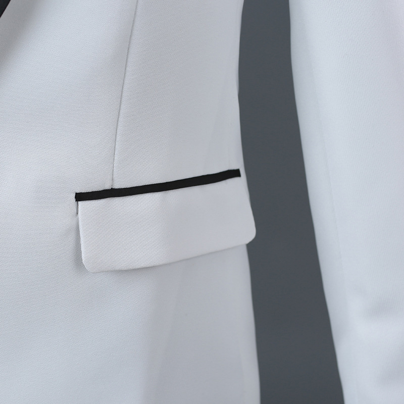 ST02-11a new goods fine quality 2 point set white ( white )+ black line 3 color. development suit men's suit set tuxedo outer garment trousers S M L-2XL musical performance . Mai pcs costume 