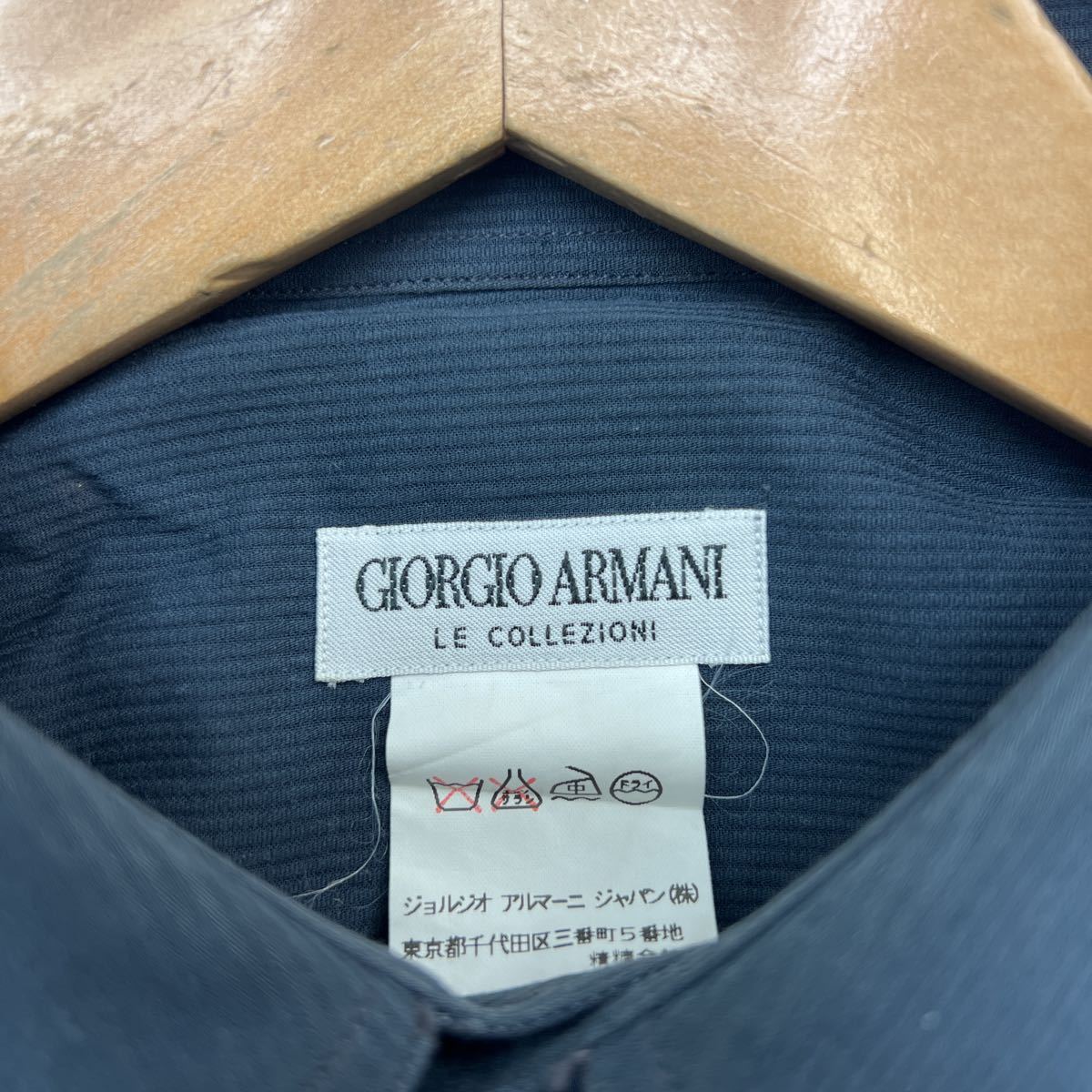 イタリア製 ☆ GIORGIO ARMANI ☆ 上品な紳士◎ 長袖 シャツ ダークネイビー 41/16 大人カジュアル ビジネス ジョルジオアルマーニ■EA201_画像7