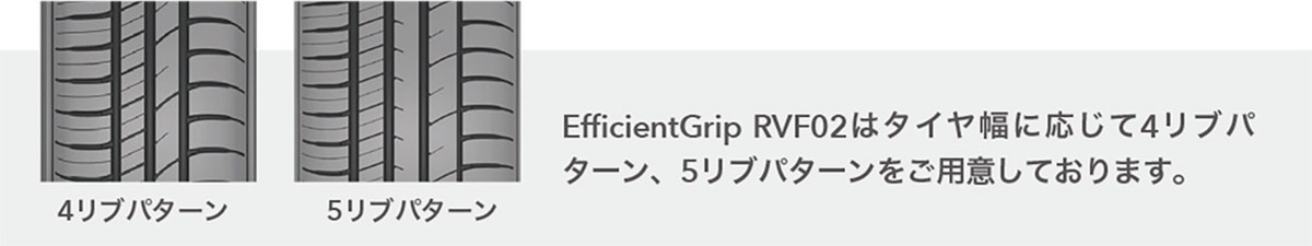 4本セット 新品タイヤ グッドイヤー エフィシェントグリップ EfficientGrip RVF02 155/65R13 73H 日本製 ミニバン 夏 即決 送料込￥24,800_こちらの商品は4リブです。