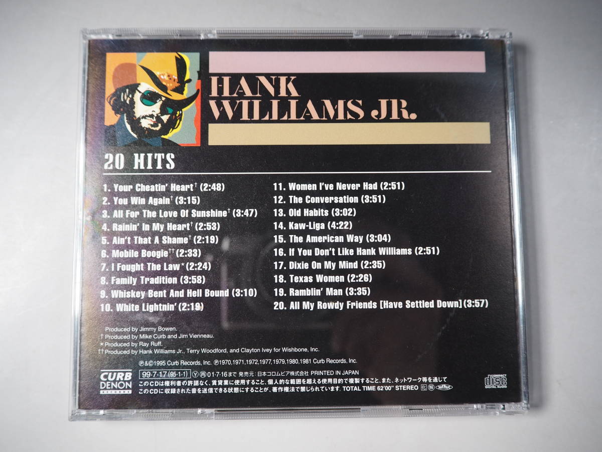 輸入盤CD　Hank Williams, Jr. ハンク・ウィリアムズjr 20HITS ベスト　カントリー　_画像3