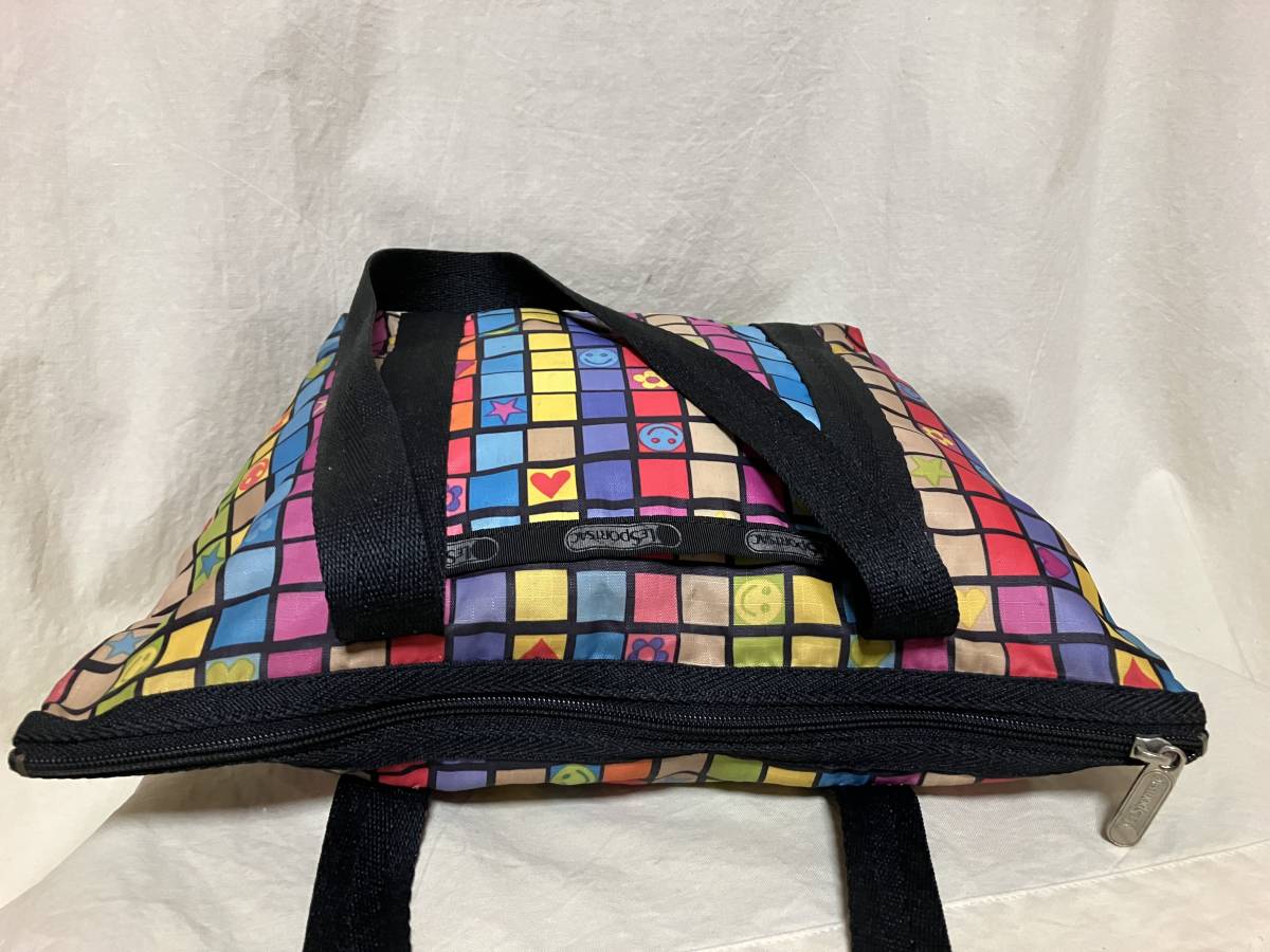 lesportsac レスポートサック ブロックチェックプリント柄トートバッグ/かばん 中古品 アメリカ製_画像7