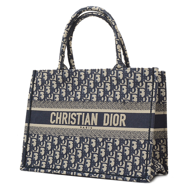 クリスチャンディオール バッグ レディース ブックトートバッグ Mサイズ トートバッグ キャンバス ブルー系 Christian Dior 中古