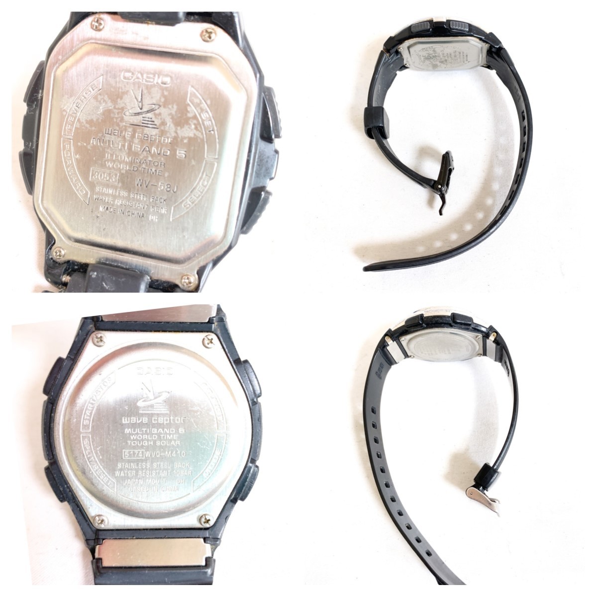 CASIO WAVE CEPTOR TOUGH SOLAR WORLD CEPTOR MULTI BAND 6 クロノグラフ ソーラー メンズ 腕時計 ラバーバンド 稼働 ジャンク 4本 T163_画像7