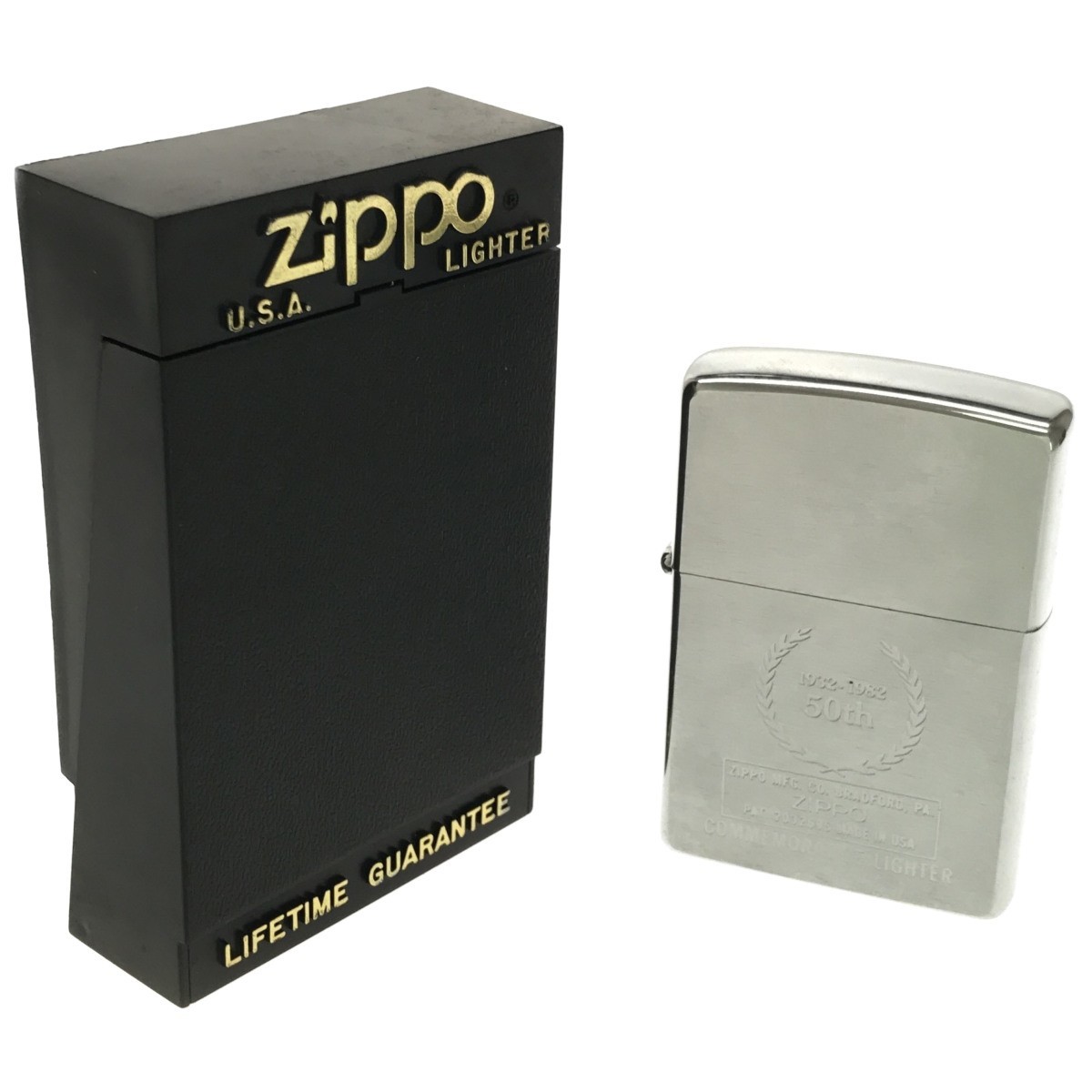 【新品未使用】Zippo 1932-1982 50th COMMEMORATIVE LIGHTER 96年製 シルバーカラー 創業50周年記念 コメモラティブ ライター ジッポ J951