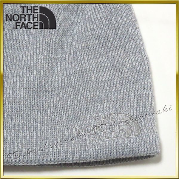 The North Face 新品 ノースフェイス 刺繍ロゴ ウールビーニー キャップ サイズフリー ライトグレーヘザー メンズ レディース ニット帽_画像2