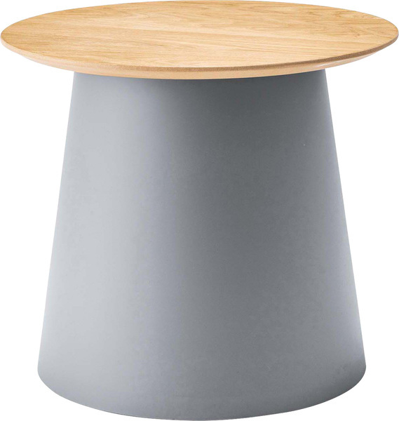 ラウンドテーブル S 天然木化粧繊維板(オーク) ウレタン塗装 ポリプロピレン グレー PT-990GY_画像1