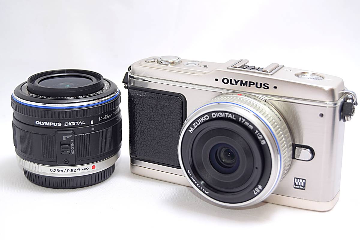 美品手ブレ補正オリンパス PEN E-P1 シルバーツインレンズ