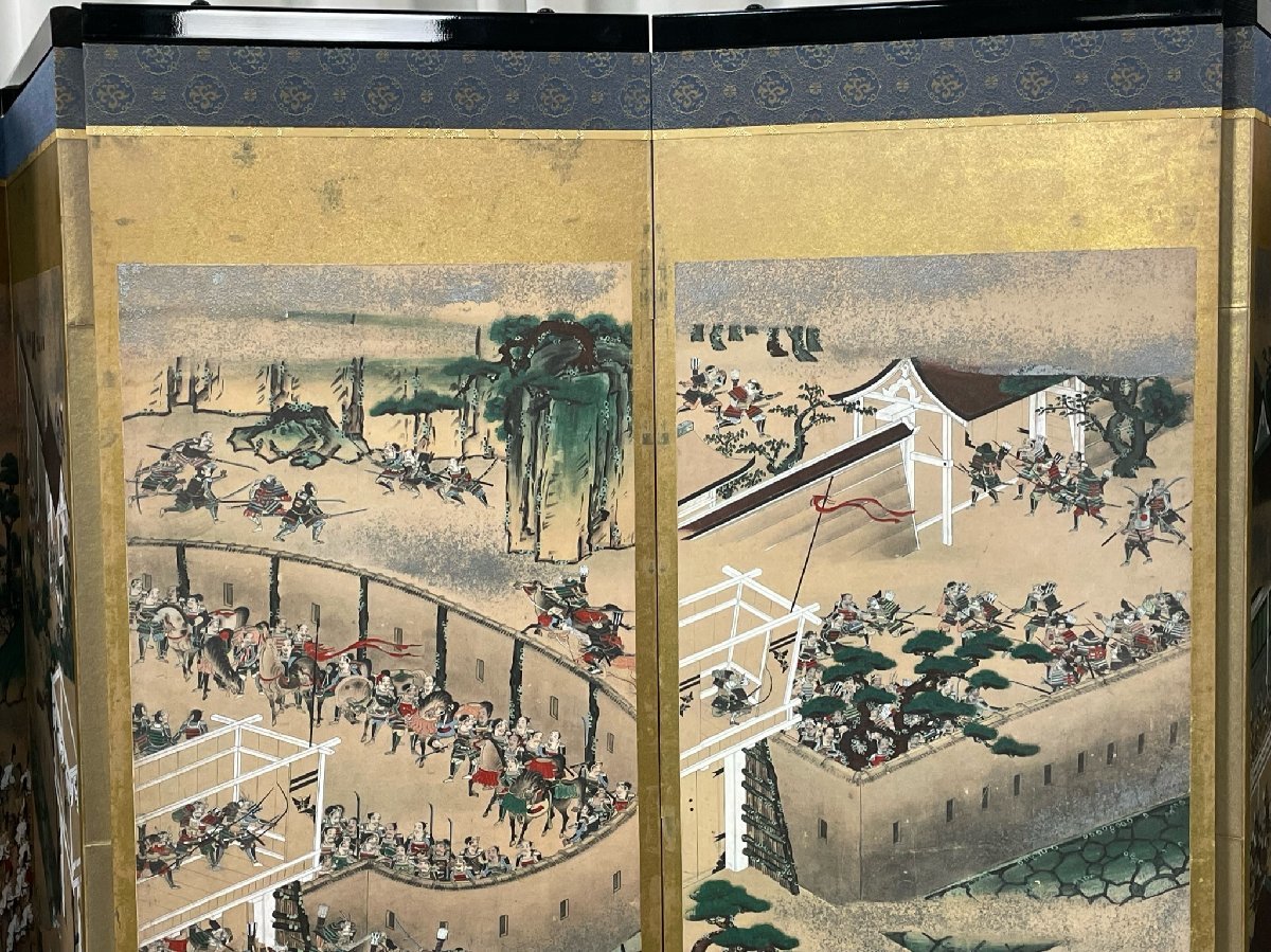 6547 シーボルト生誕200周年記念【源平合戦図屏風】六曲 屏風 買得