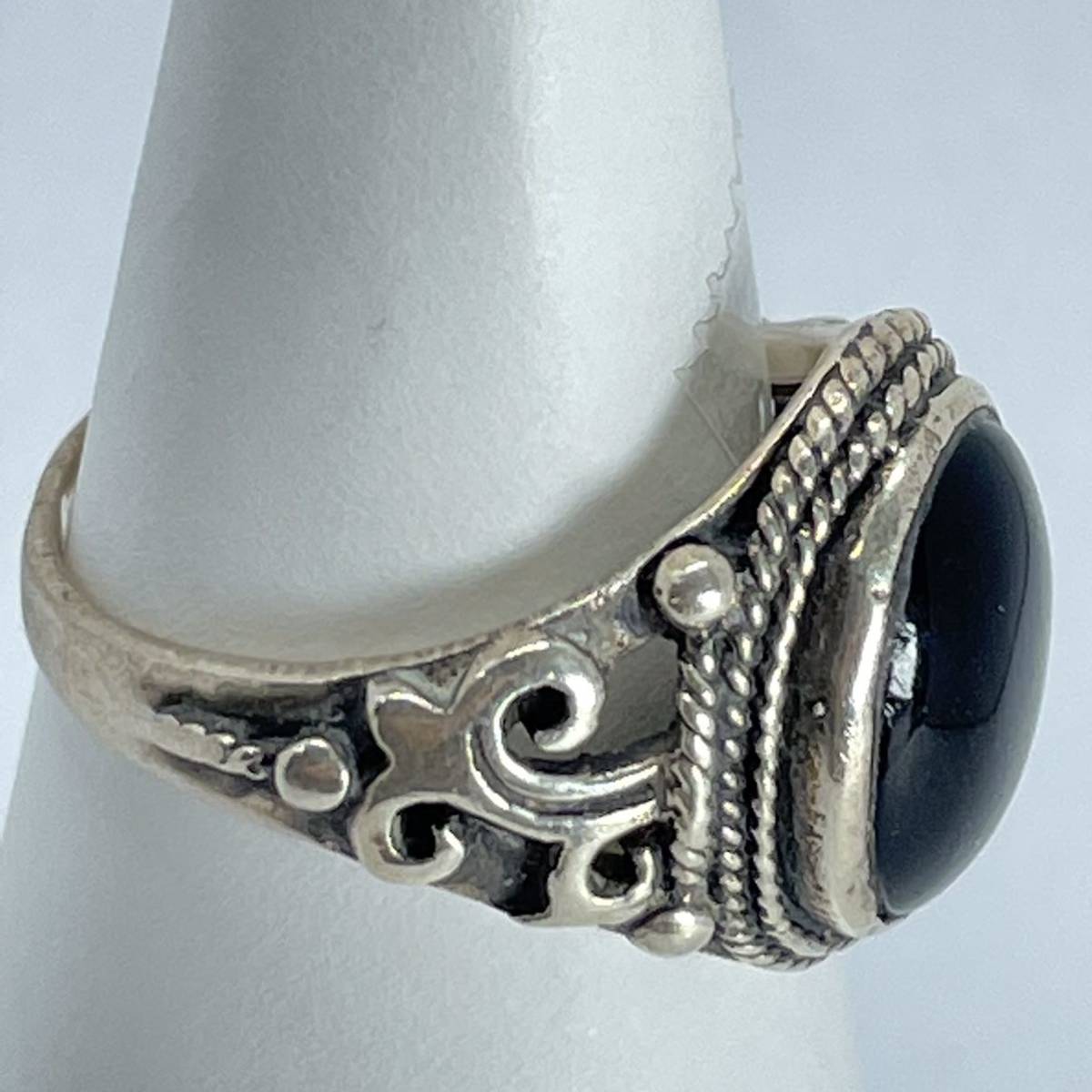 激安通販 vintage silver 刻印 リング 指輪 レトロ オニキス 925