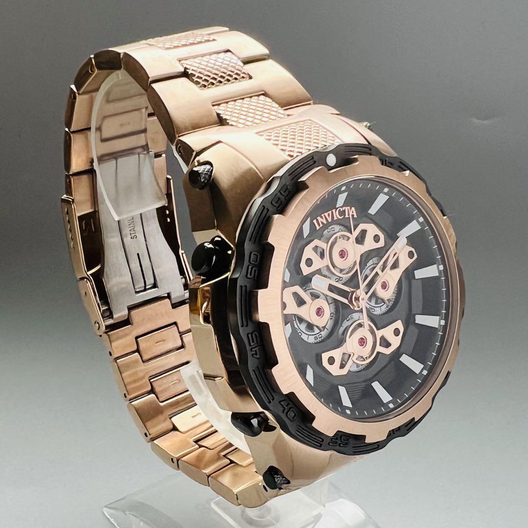 腕時計 新品 INVICTA インビクタ Specialty スペシャリティ ローズゴールド ブラック クロノグラフ クォーツ メンズ 金  奇抜なデザイン