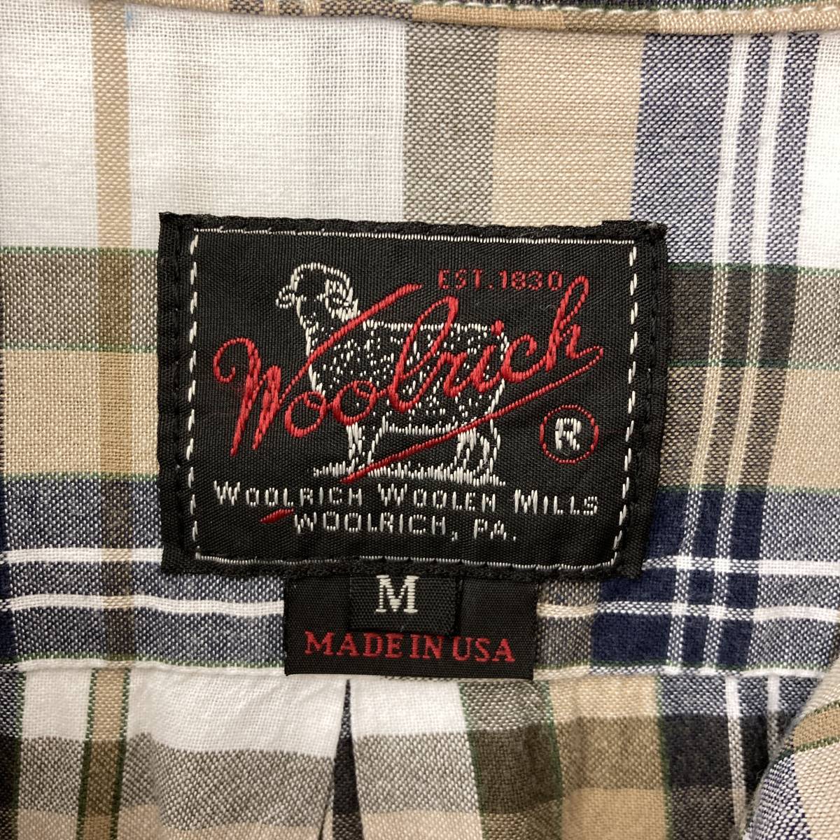 woolrich woolen mills USA製 エルボーパッチ チェック 長袖シャツ Mサイズ ウールリッチウーレンミルズ ネペンテス 2120194_画像4
