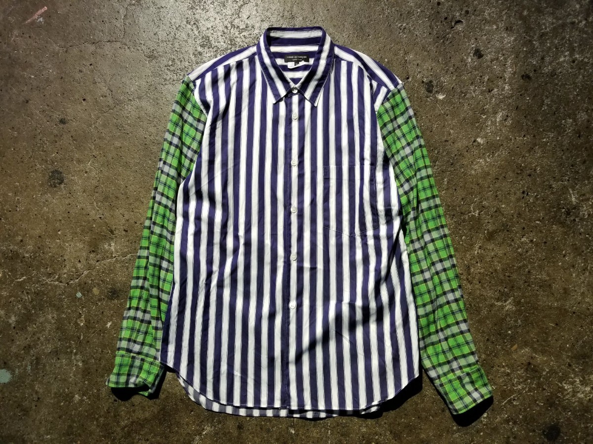 COMME des GARCONS HOMME PLUS 20AW sleeve switch stripe shirt 2020AW AD2020 Comme des Garcons Homme pryus