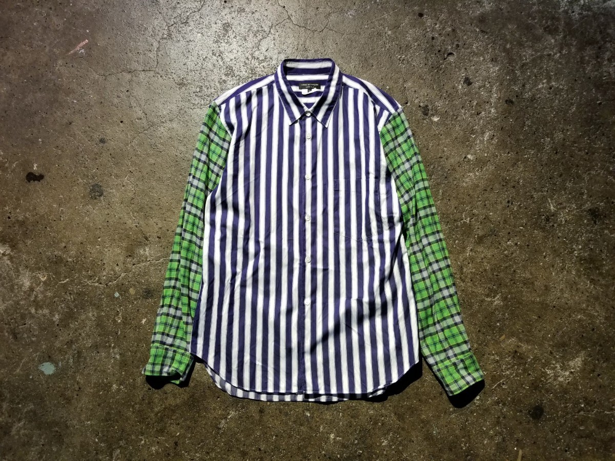 COMME des GARCONS HOMME PLUS 20AW sleeve switch stripe shirt 2020AW AD2020 Comme des Garcons Homme pryus