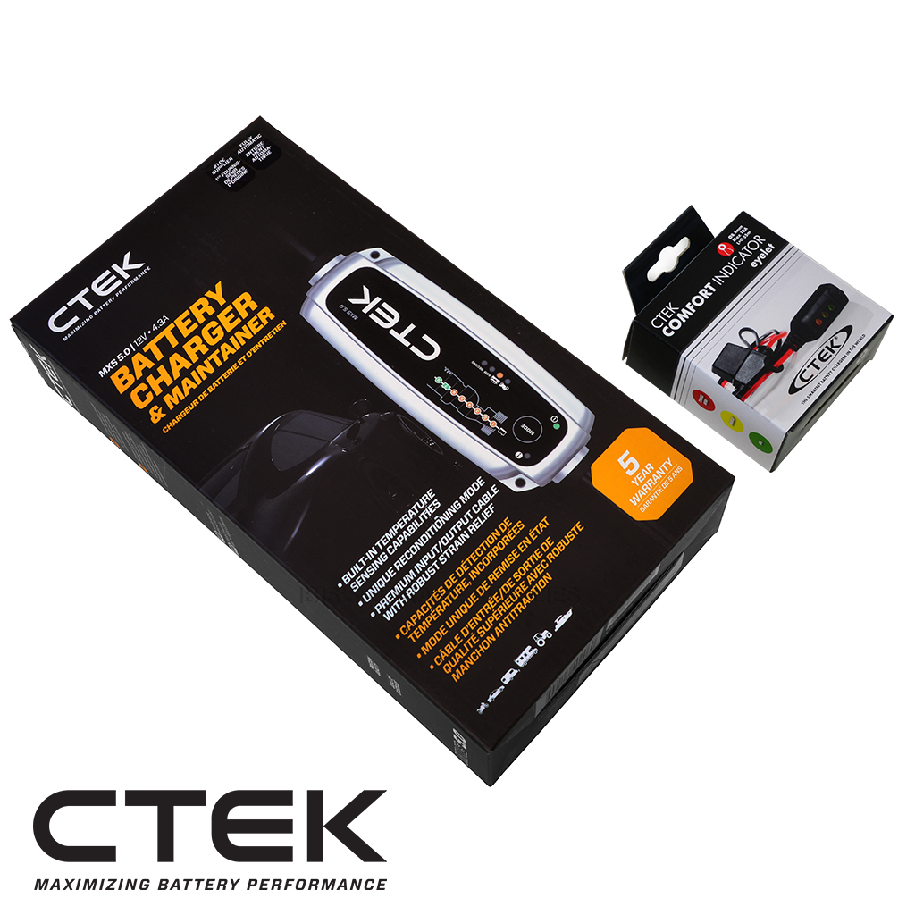 CTEK MXS 5.0 シーテック バッテリー チャージャー インジケーター付 M8アイレット セット 最新 新世代モデル 日本語説明書付_画像1